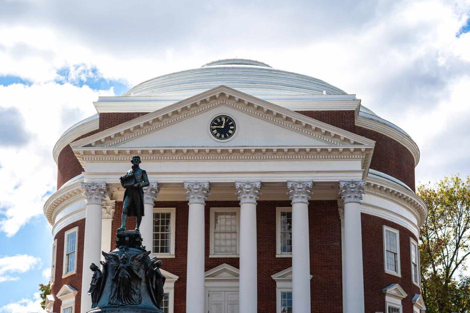 The Thomas Jefferson statue outside of the Rotunda