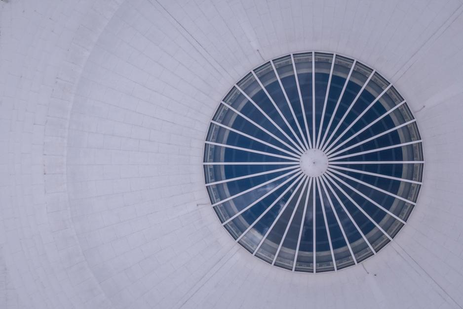 An aerial look down at the oculus in top of the Rotunda dome room