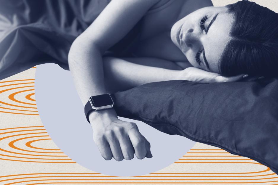 Person sleeping with smart watch on