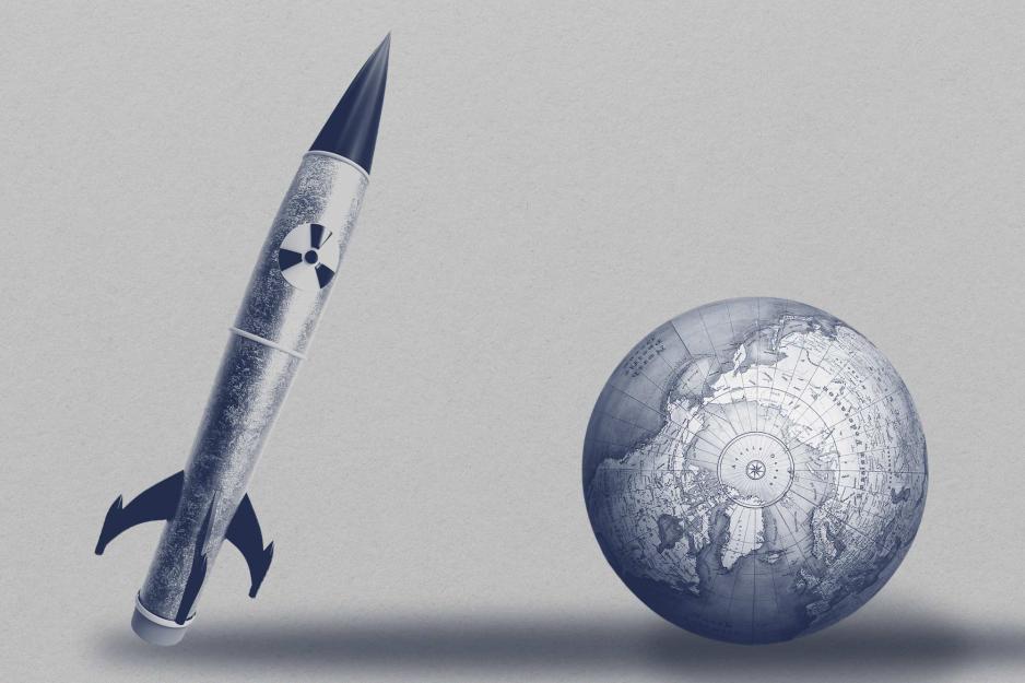 A nuclear missile and a globe