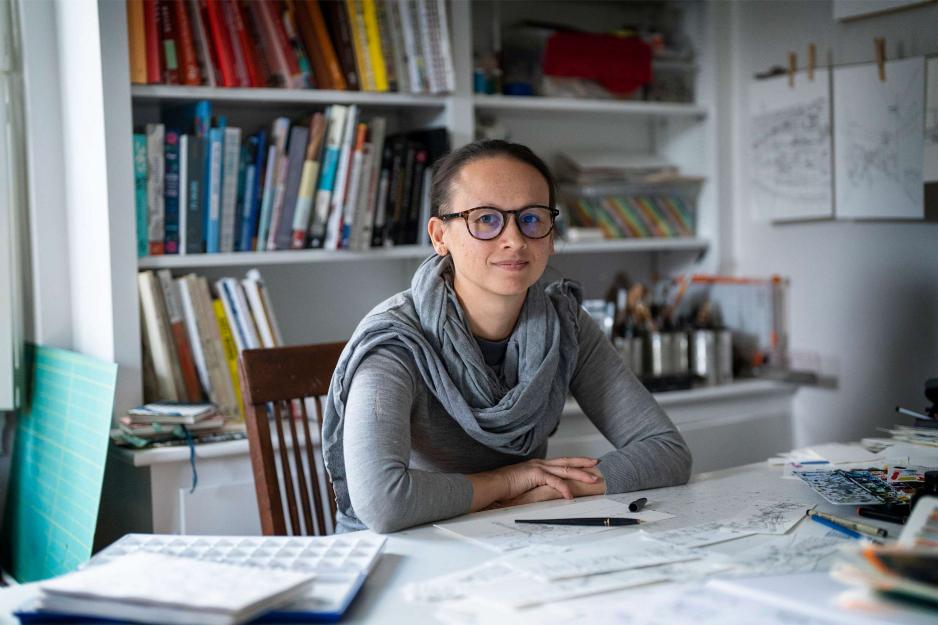 Portrait of Andrea Trimble at her desk