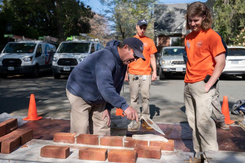  Oscar Barden demonstrates masonry