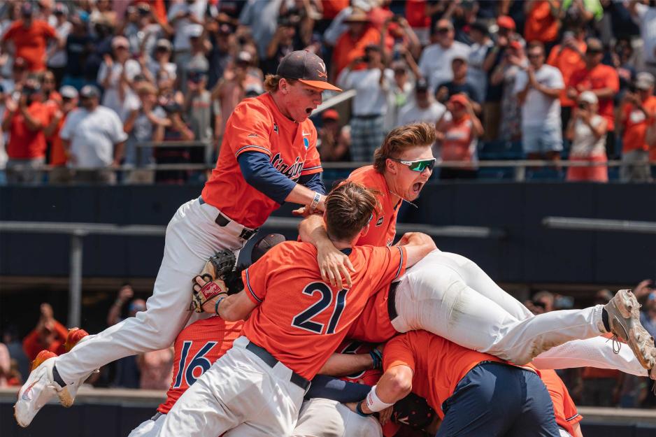 Dog pile on the baseball field