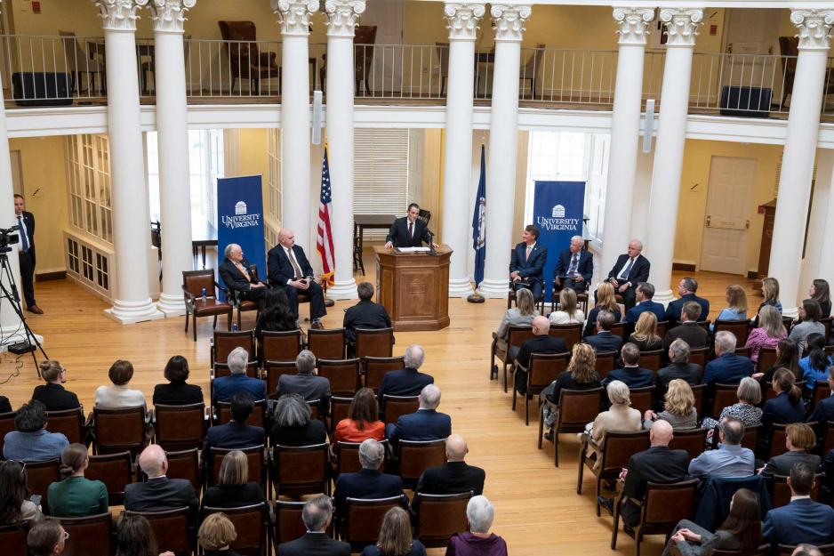 Froom above photo looking over the press conference in the Rotunda dome room