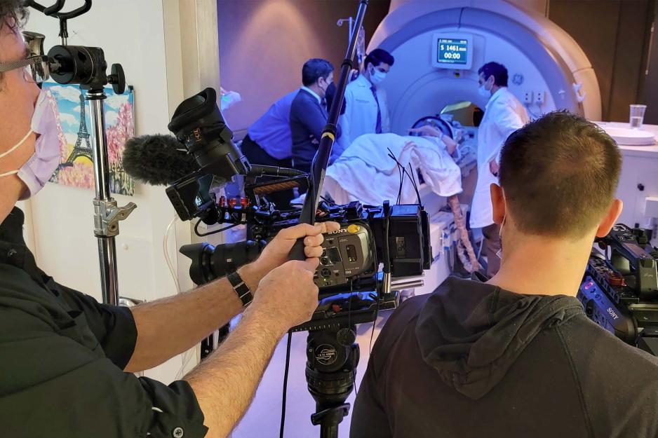 A look over the shoulders of a film crew, filming Dr. Sanjay Gupta, Dr. Shayan Moosa and Dr. Jeff Elias 