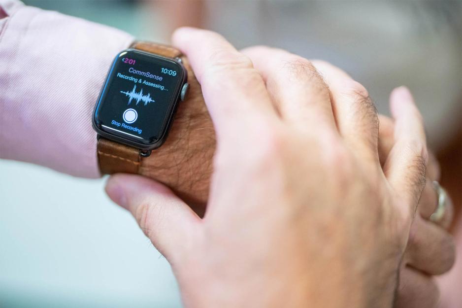 Close up of a new smart watch on a man's wrist