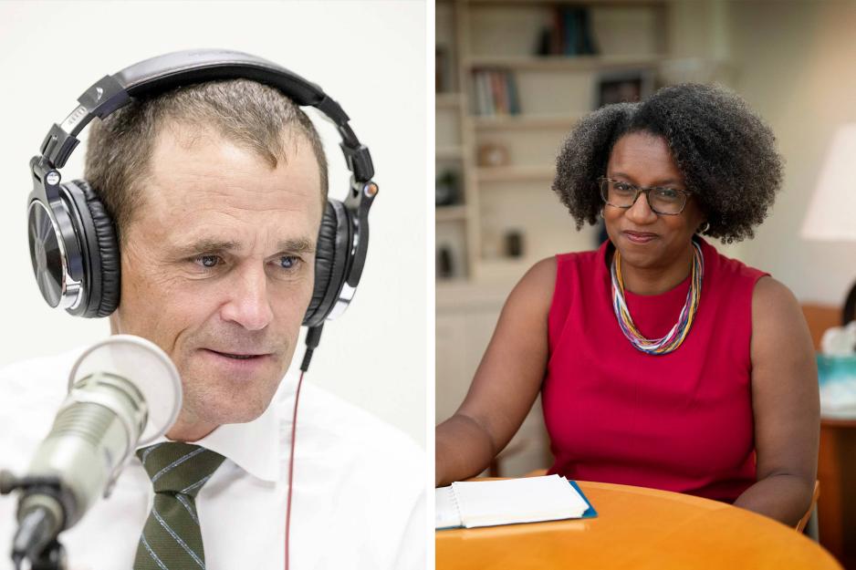President Ryan on his podcast next to Stephanie Rowely