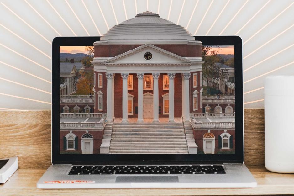 Illustration of the Rotunda coming through a laptop screen