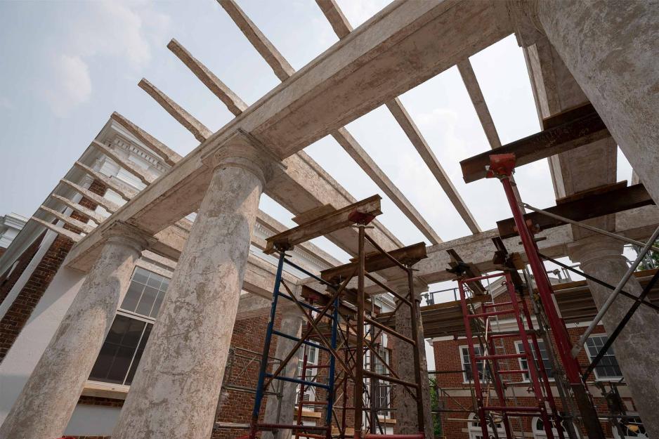 Upward view of the Cabell pergola
