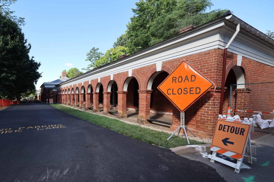 A "Road Closed" sign outside of the range that will be undergoing construction.