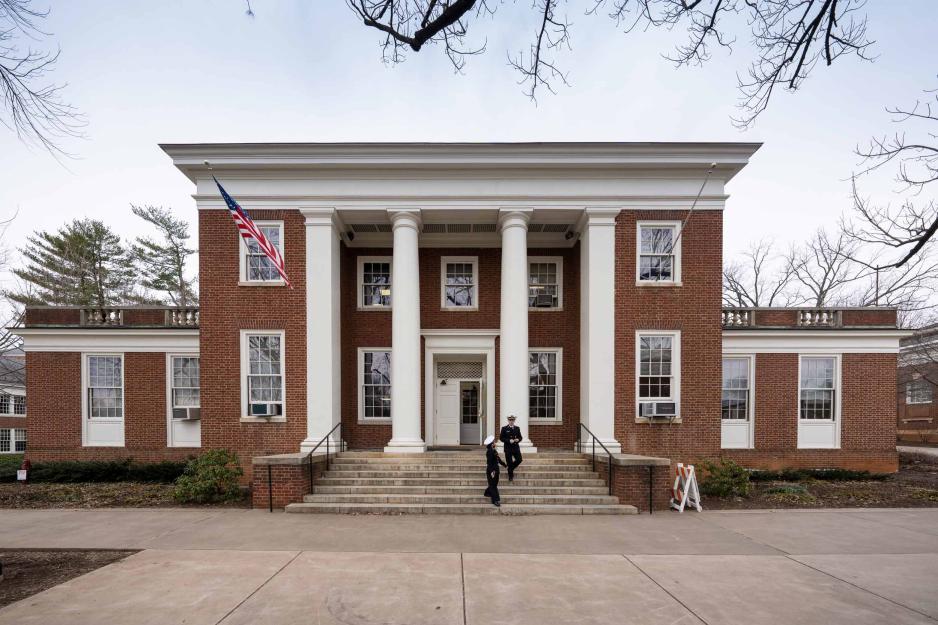 Front of the former Maury Hall building, now named after U.S. Sen. John Warner