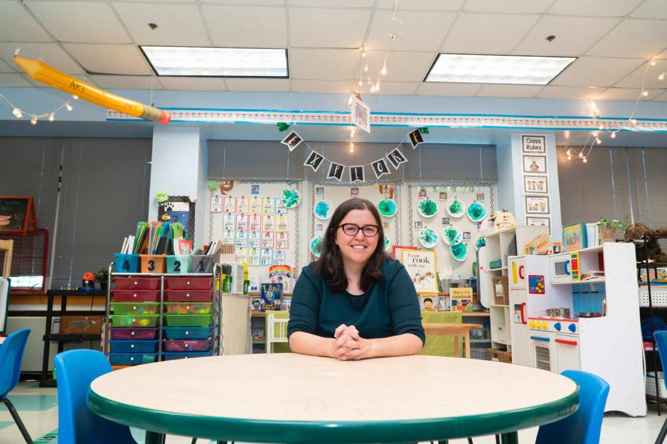 Portrait of Daphna Bassok in a pre-school classroom
