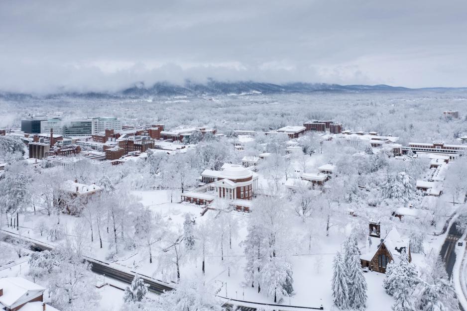 Arial View of snow covered grounds