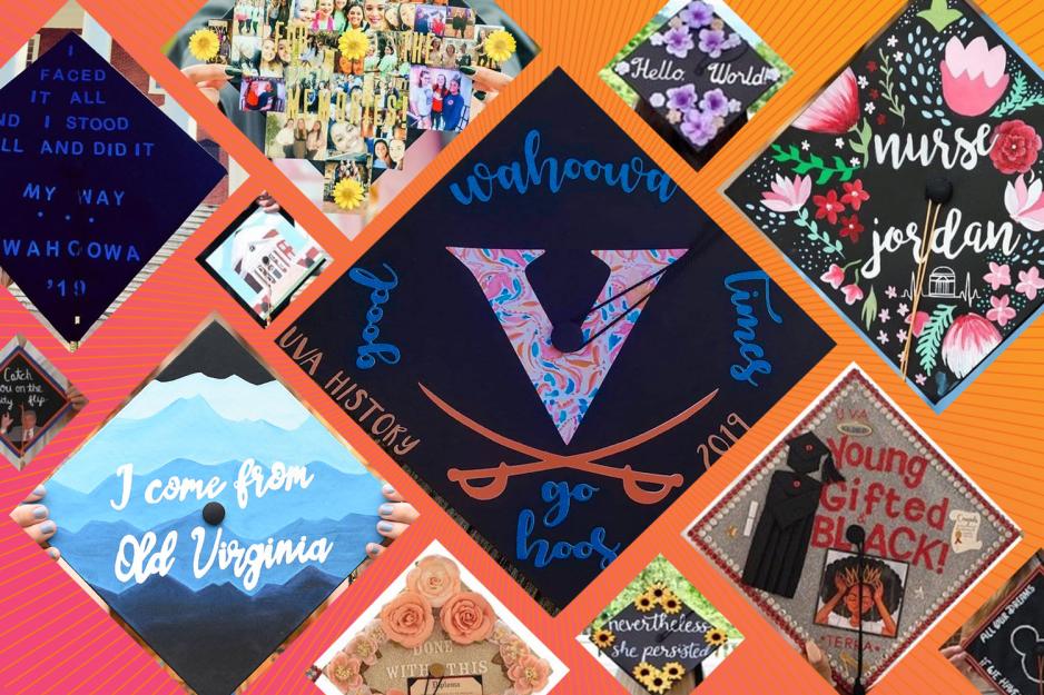 Collage of decorated graduation haps
