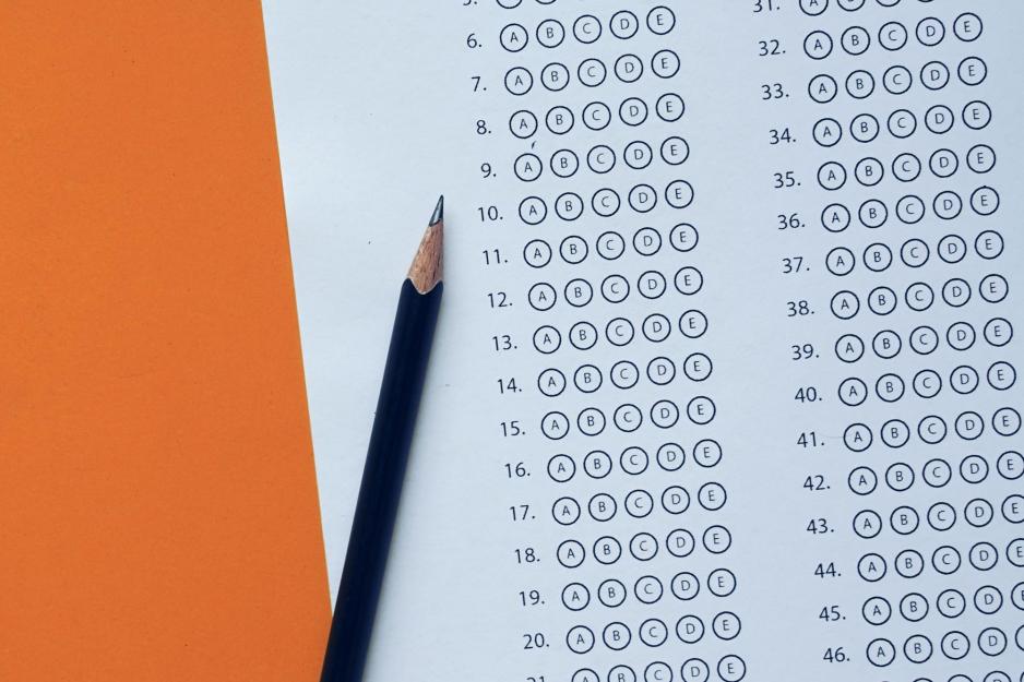 Scan tron test sheet with a pencil on it