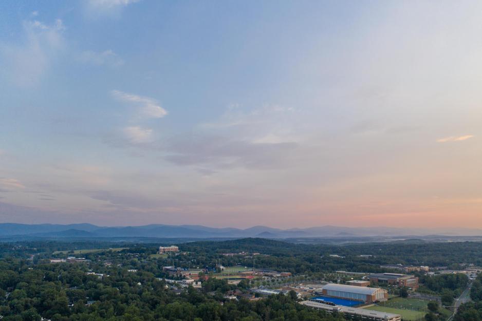 Aerial View of Charlottesville from a distance