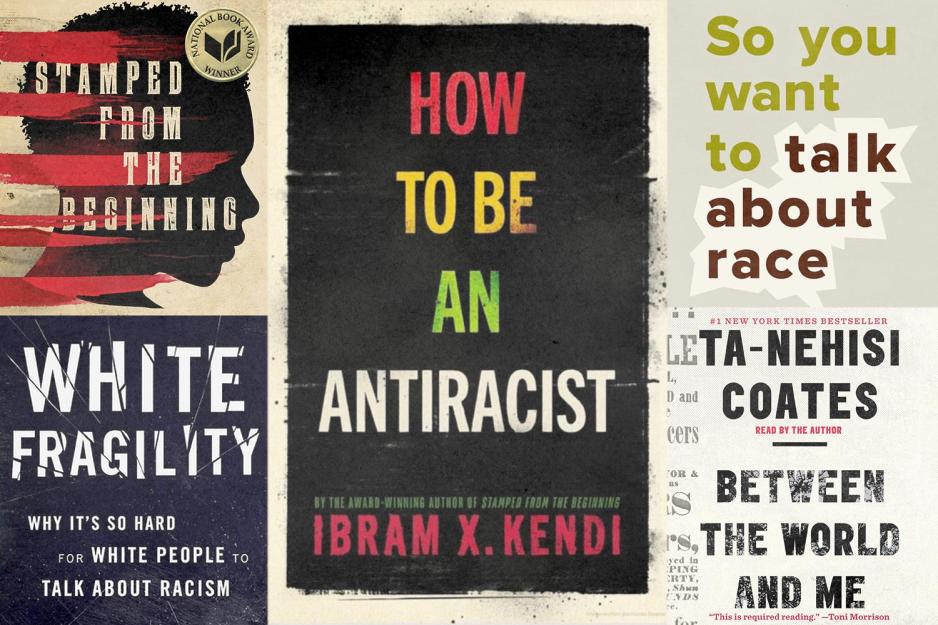 Collage of Anti-racist books