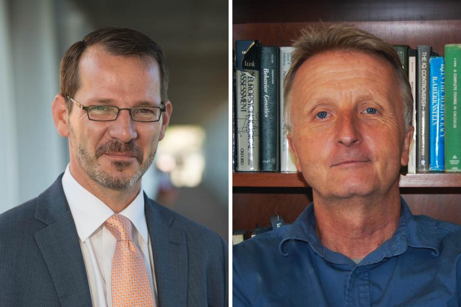 Headshots: Ian Baucom, left, and Eric Turkheimer, right