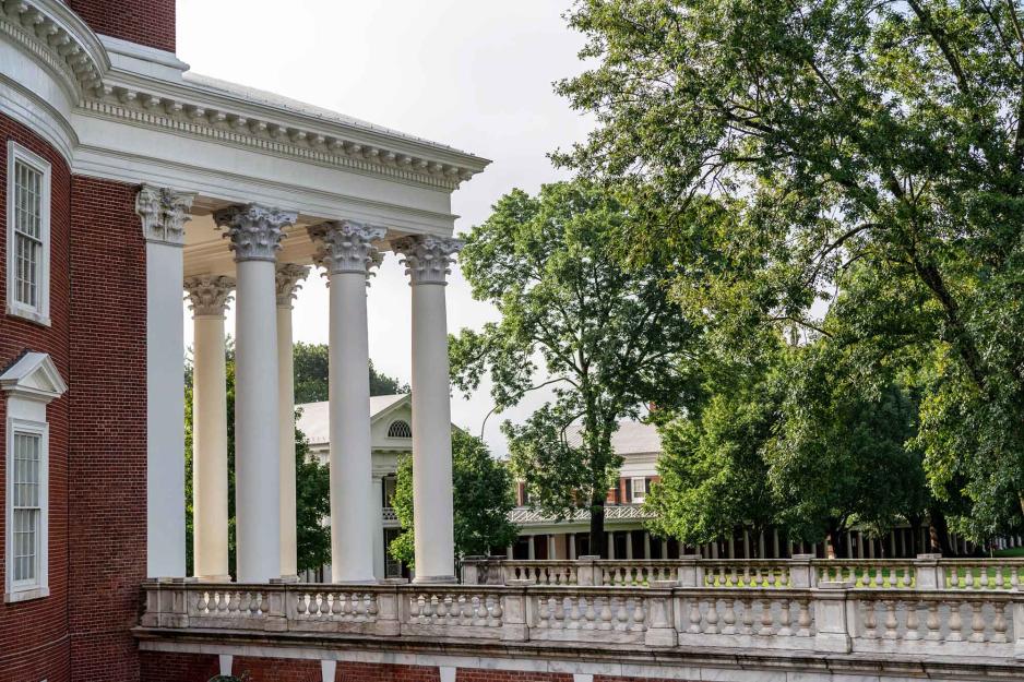 Side view of the Rotunda looking towards the left side of the lawn
