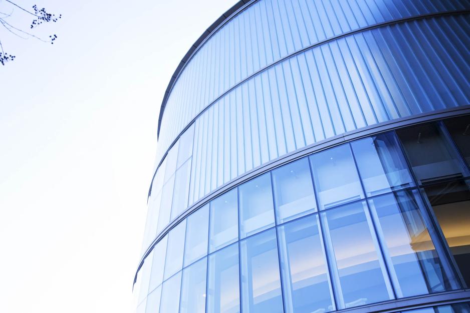 Curved building made of glass