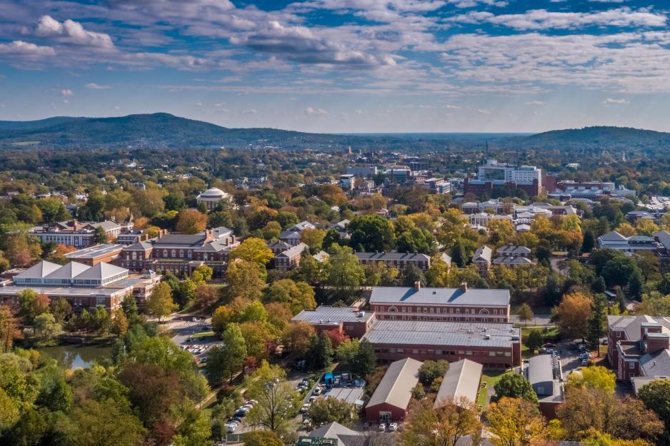 Aerial View of UVA buildings