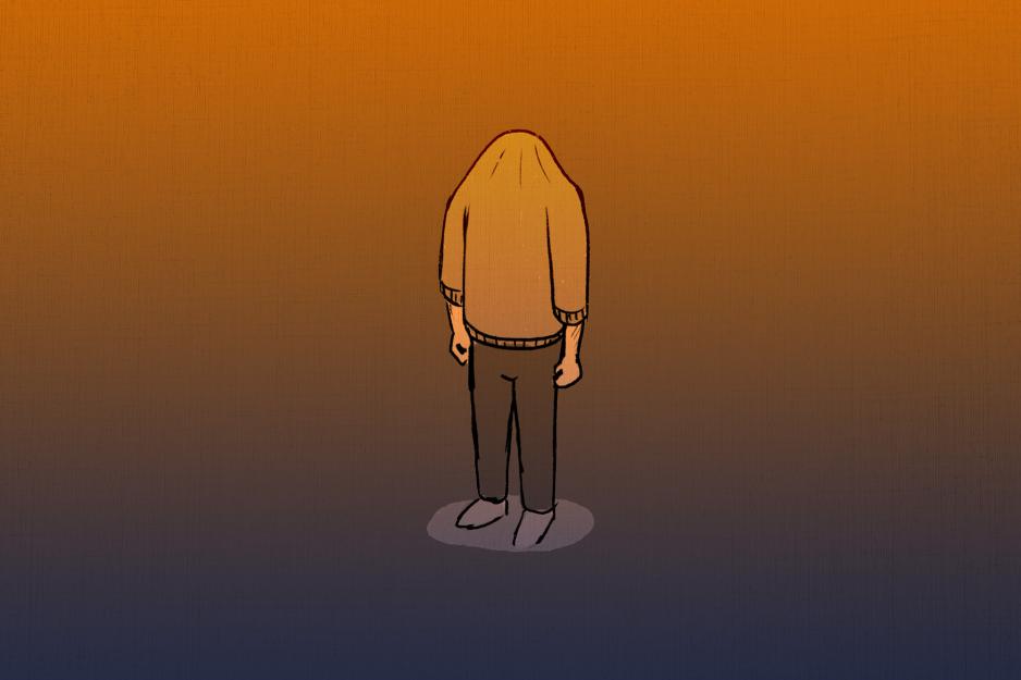 illustration of a man with his shirt pulled over their head