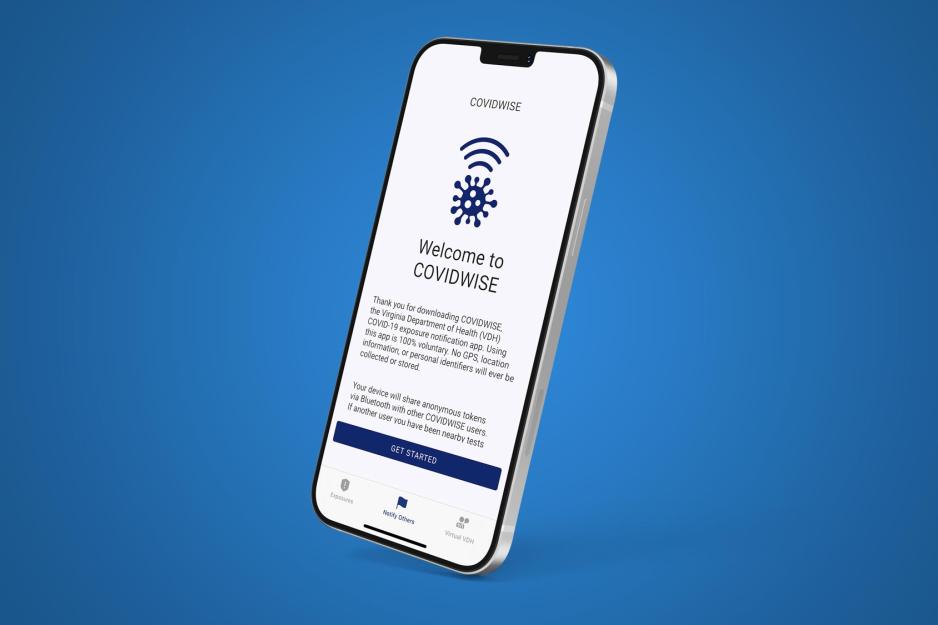 Phone screen with the Covidwise signup 