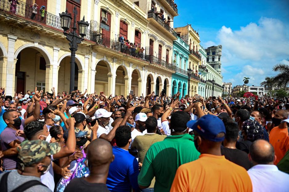 Cubans flooding the streets in protest of President Miguel Diaz-Canel