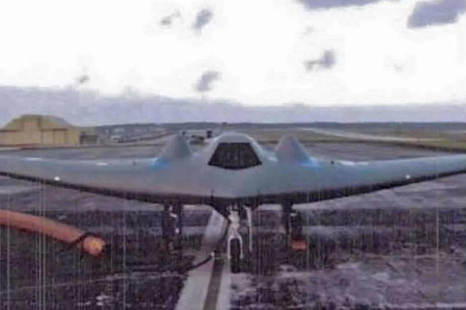 Front view of the US RQ-170 Sentinel at Anderson Air Force Base