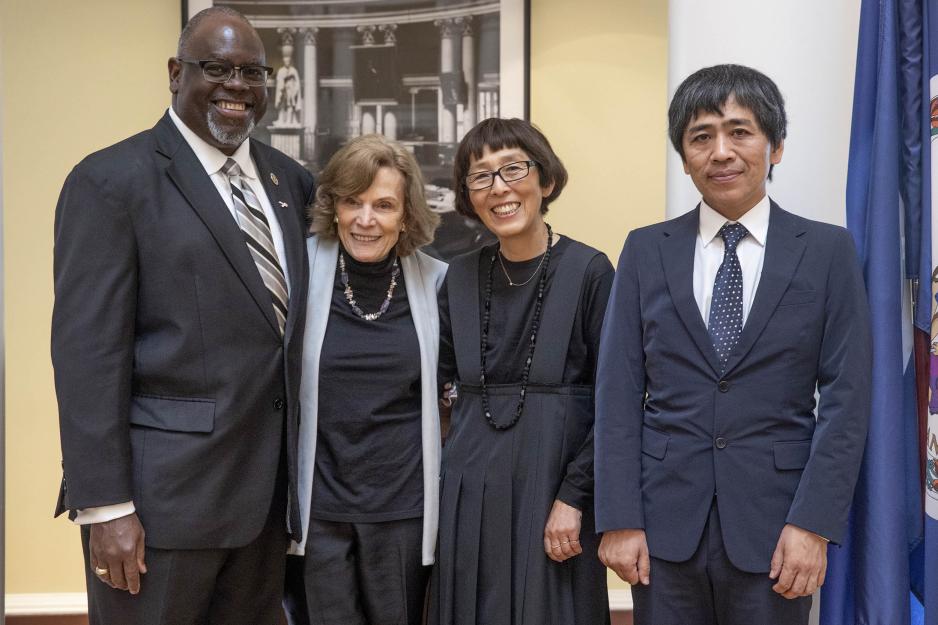 From left: U.S. Judge Carlton W. Reeves, oceanographer Sylvia Earle and architects Kazuyo Sejima and Ryue Nishizawa, stand together for a group picture