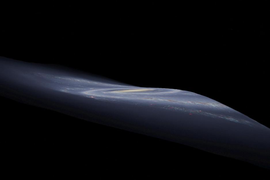 A graphical representation of the Milky Way being warped 