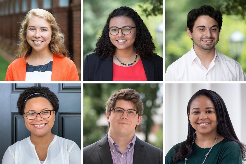 Headshots top row, from left, Grace Blanchard, Virginia Chambers and Alex Cintron; bottom row, from left, Natasha Coleman, Sam Lesemann and Kiara Rogers. 