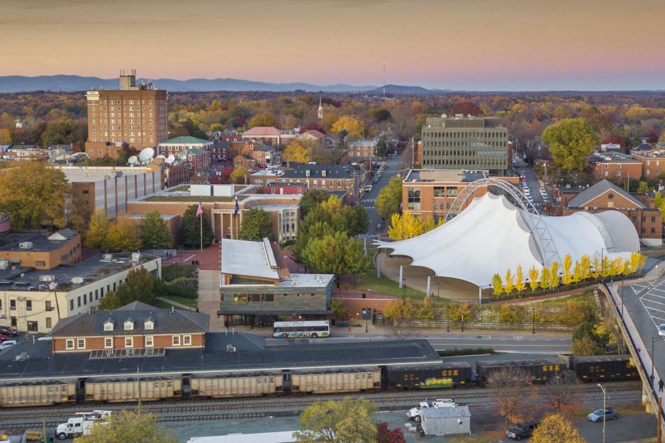 Arial view of the Downtown pavilion