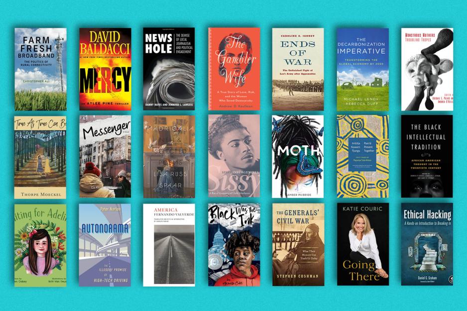 collage of various books