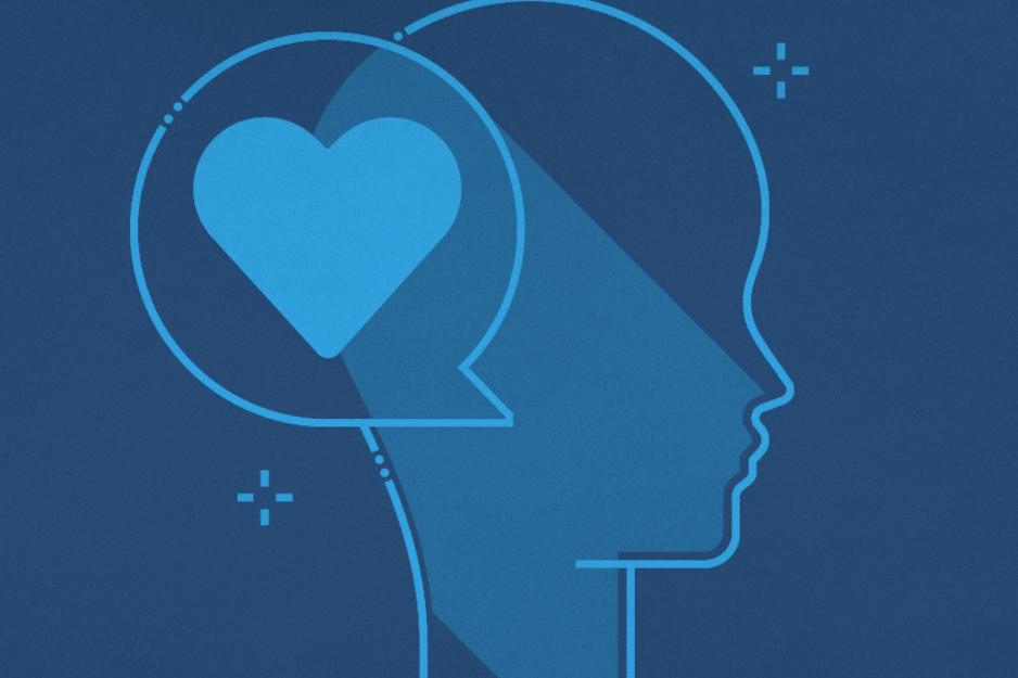 illustration of a head with a heart coming out of it