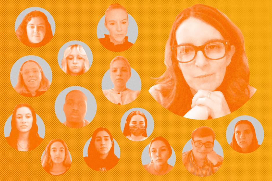 Collage of peoples faces in circles
