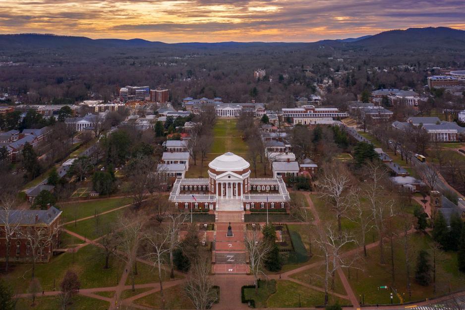 Arial view of the Rotunda in the winter