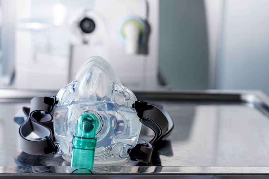 Mask sitting on medical table