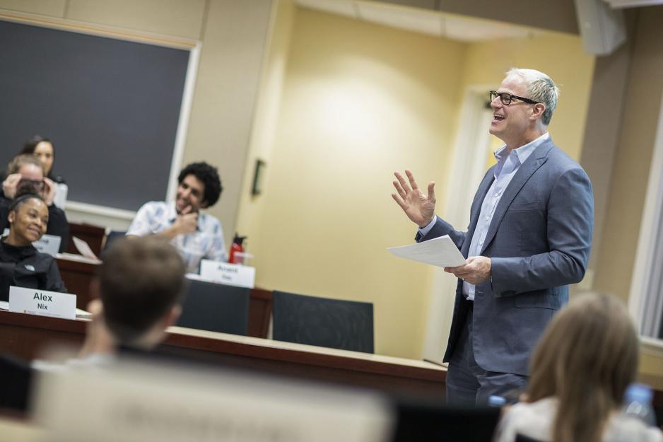 John Griffin speaking to a class