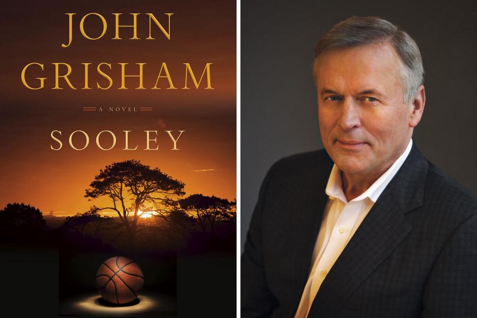 Left: book cover that reads John Grisham a novel Sooley. right: John Grisham headshot
