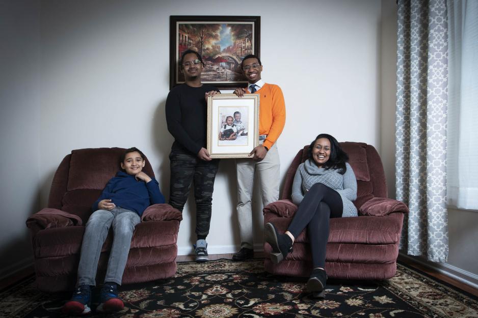 Khalif Audian-El right of picture, with his family