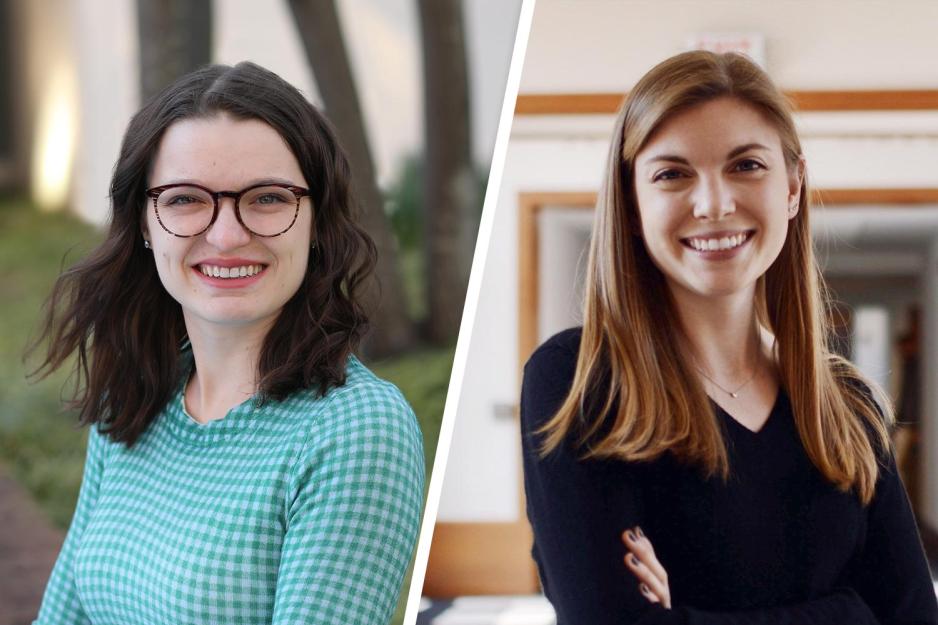 headshots: Jehanne McCullough, left, and Nina Oat, right