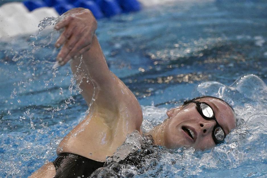 Paige Madden swimming during a competition