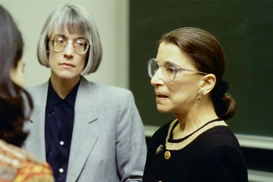 Justice Ruth Bader Ginsburg, right, speaking to a group of women