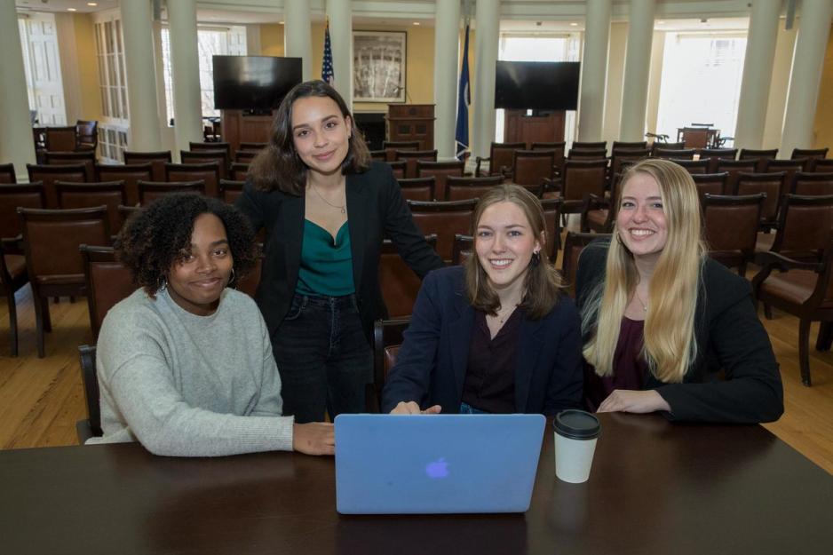 sitting a table together from left, Logan Botts, Kayla Dunn, Julia Rupp and Marisa Dinko