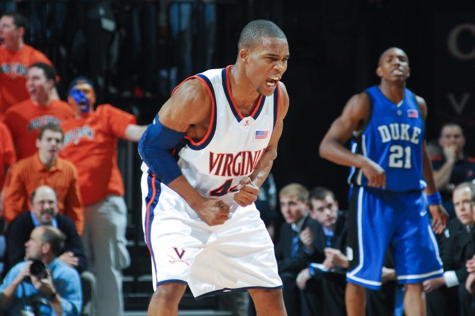 Sean Singletary on the basketball court yelling during a game