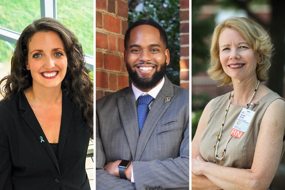 Headshots left to right: from left, Tabitha Smith, Darius Carter and Susan Kools