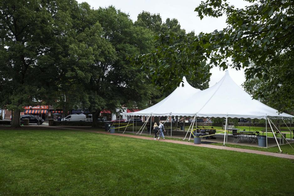 Tent set up on grounds
