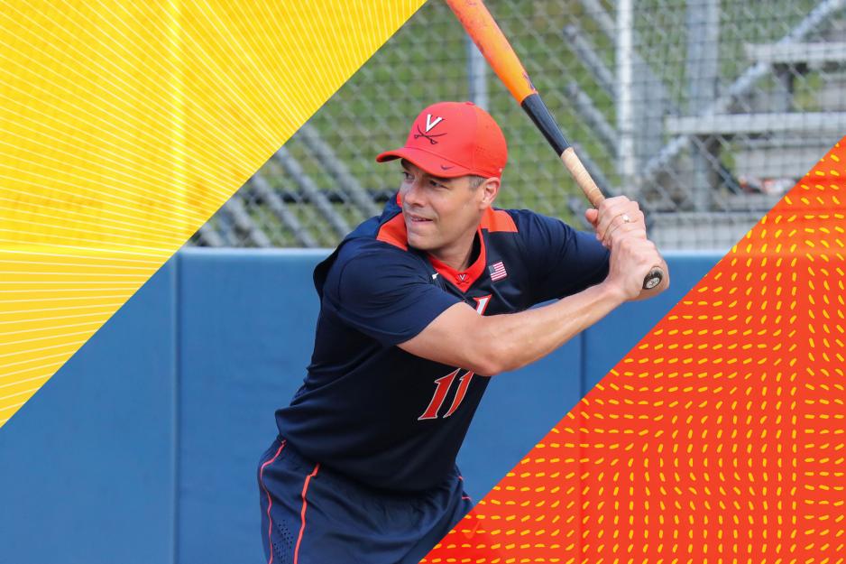 Tony Bennett preparing to hit a baseball