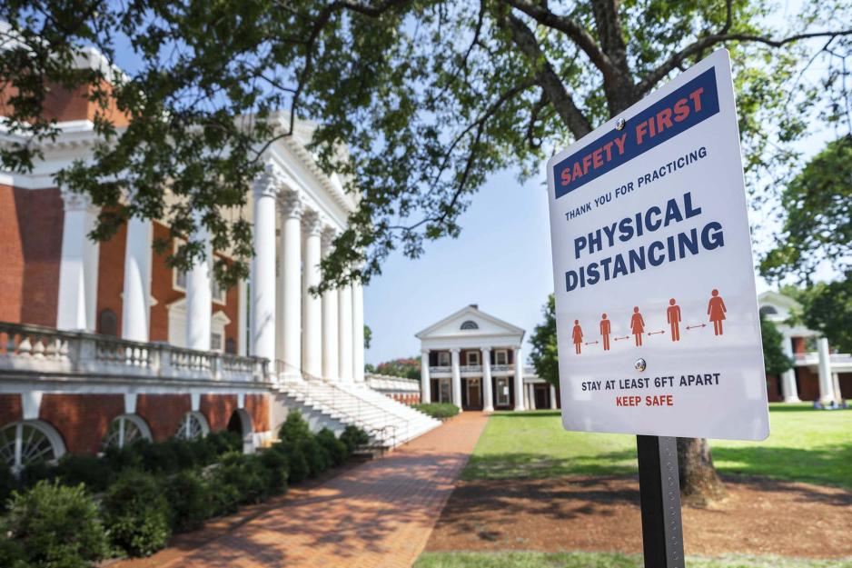 Sign on the Lawn that reads, Safety First, Thank you for practicing physical distancing stat at least 6ft apart. keep safe